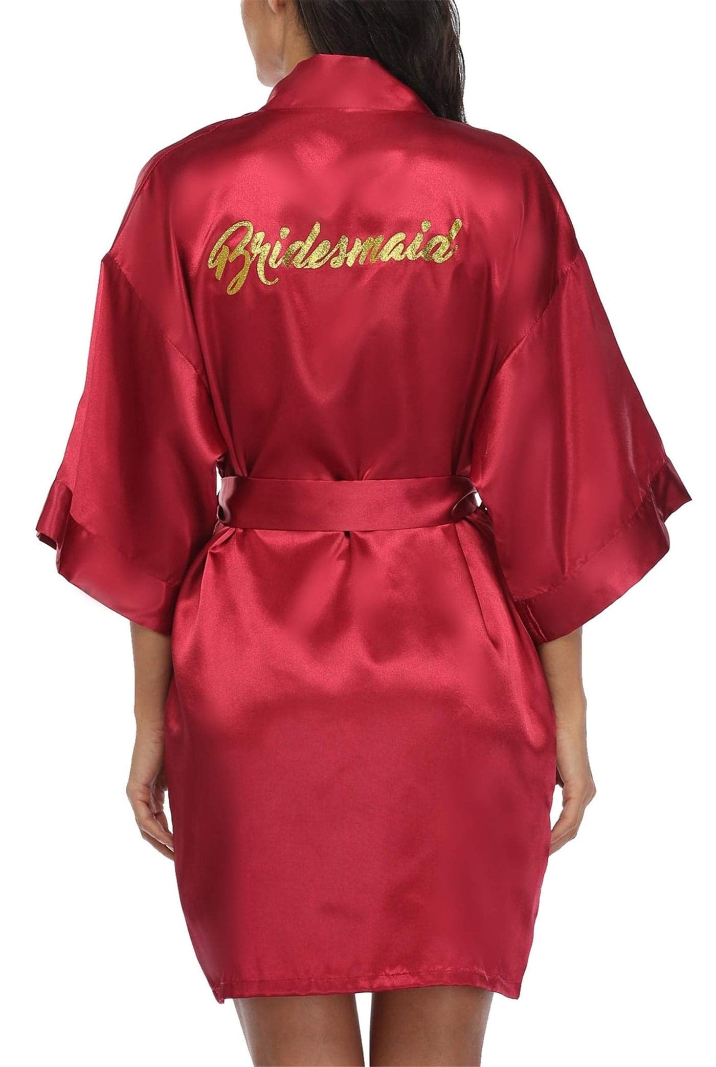 Giova Women Bridal Robe for Bride and Bridesmaid Getting Ready Wedding Party Bathrobe Burgundy Bridesmaid XL