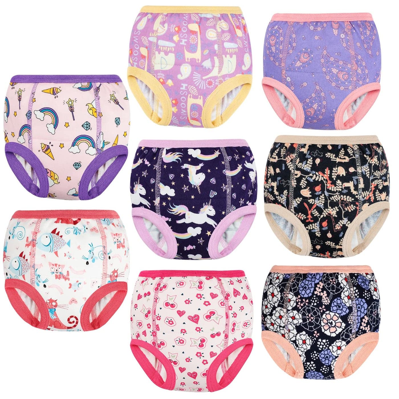 MooMoo Baby Training Underwear for Boys and Girls Absorbent Toddler Training Pants Cotton Washable and Reusable 2T7T 8 Packs