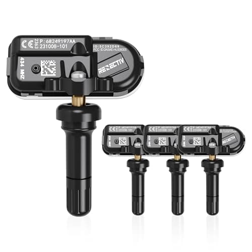 RENECTIV TPMS Sensor 4Pack, 434Mhz Tire Pressure Monitor Sensors Compatible with2014-2022 RAM 1500 2500 3500 4500 5500 Jeep Chreokee Replace OE#68249197AA 68239720AA 68157568AA