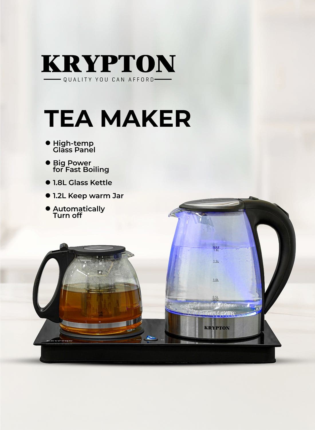 2 In 1 Digital Tea Maker - Stainless Steel Filter | Temperature Adjusting, Boil-Dry Protection | 2 Years Warranty 1.2 L 2200.0 W KNTM6445 Black and Silver
