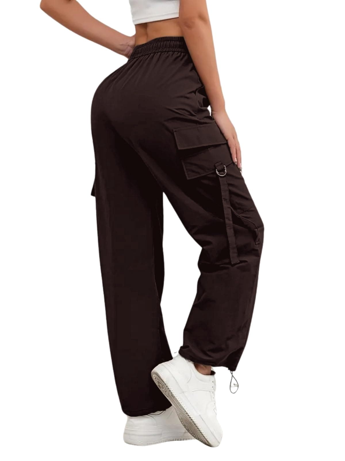 LERIYA Fashion Women's Regular Fit High Rise Trouser | Cargo Style Trousar Track Pants | Hight Waist Brown