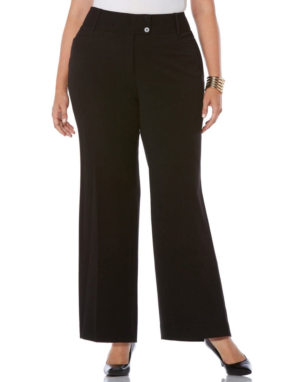 Rafaella Women's Plus Size Gabardine Bootcut Dress Curvy Fit Pants