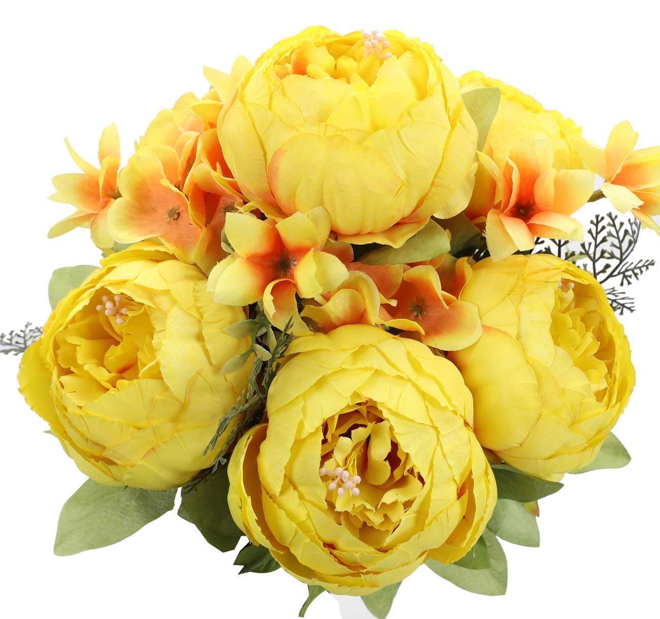 Duovlo Artificial Peony Silk Flowers Fake Flowers Vintage Wedding Home DecorationPack of 1 Yellow