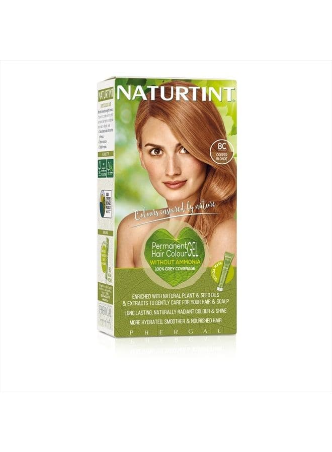 Permanent Hair Colour 8C Copper Blonde | Plant Enriched Radiant Colour | Ammonia Free | Vegan-Friendly Formula | Long Lasting Grey Coverage