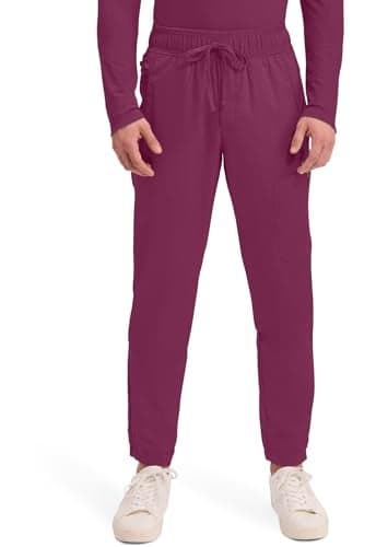 Cherokee Joggers for Men Modern Fit Scrub Pant with Drawstring Waistband, 5 Pockets, Soft 2-Way Stretch Fabric - WW012, M, Wine