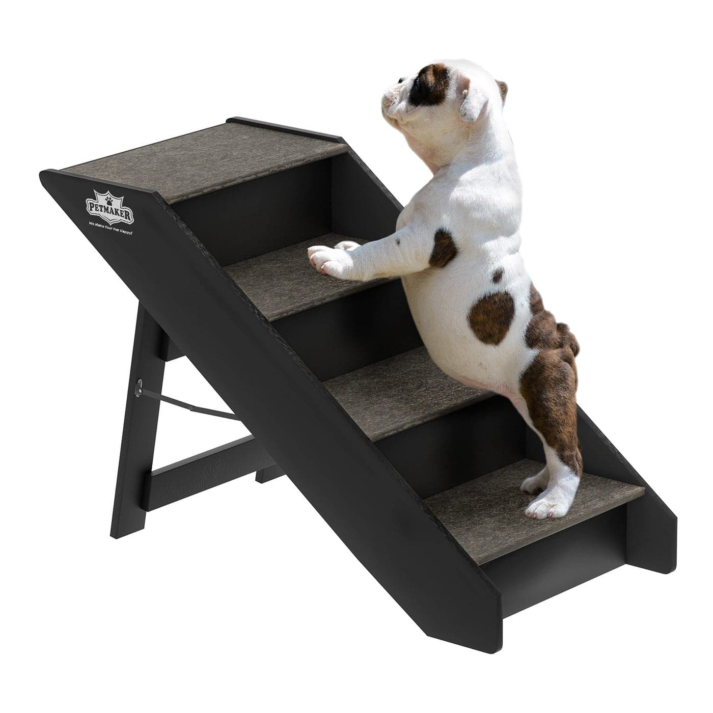 Pet Stairs Home and Vehicle Nonslip Carpeted Dog Steps with 4Step Design for Puppies Kittens and Other Small Pets by PETMAKER Gray