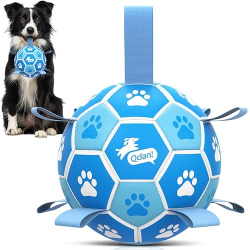 QDAN Dog Toy Balls Premium Dog Soccer Ball with Straps World Cup Dog Toys Outdoor Dog Toys Pet Training Soccer for Medium Large 6 Inch