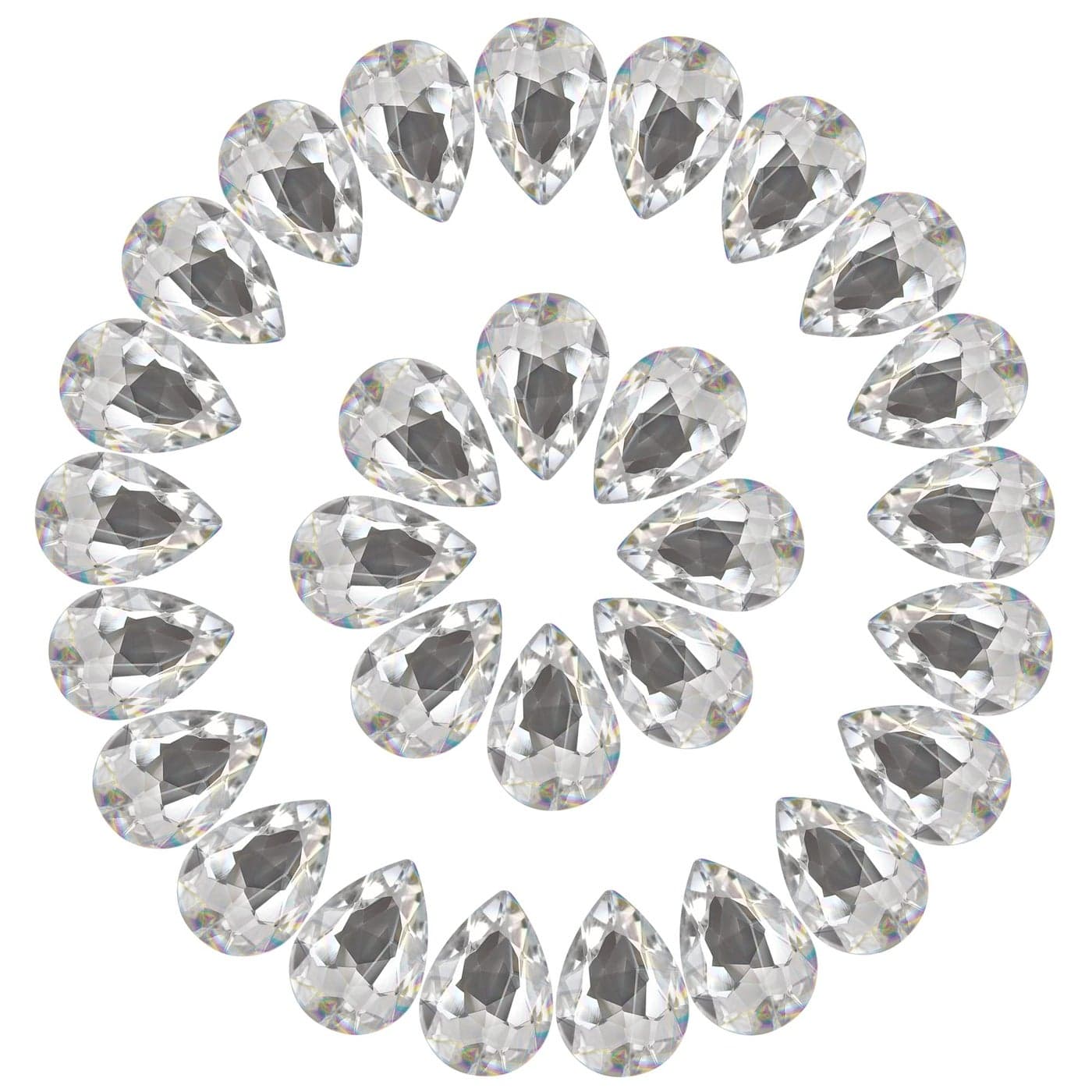 Jyukan DIY Teardrop Crystal AB Resin Rhinestone Pointback Glass Faceted Jewelry Making Craft 50Pcs