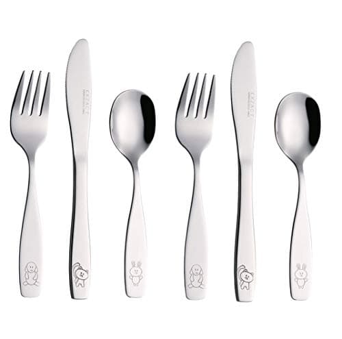 Exzact Childrens Flatware Kids Silverware 6pcs Toddler Utensils Dishwasher Safe 24 Months