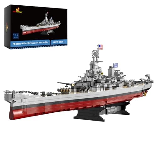 JMBricklayer Toy Battleship Building Set 60011, Classic Creative Military Missouri Battleship Model, Collectible Display Warship Toys for Adults, Christmas Birthday Gifts for 14+Boys,Teens (2228 Pcs)