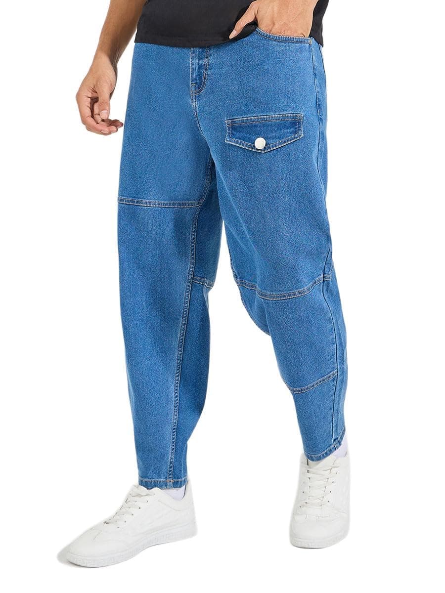 Men Dark Blue Balloon Fit Dark Wash Denim (32)