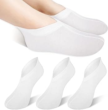 3 Pairs Moisturizing Socks Overnight Lotion Socks for Dry Feet Cotton Moisture Enhancing Socks Spa Socks for Cracked Heel Repair Cosmetic Moisturizing Socks for Women and Men White