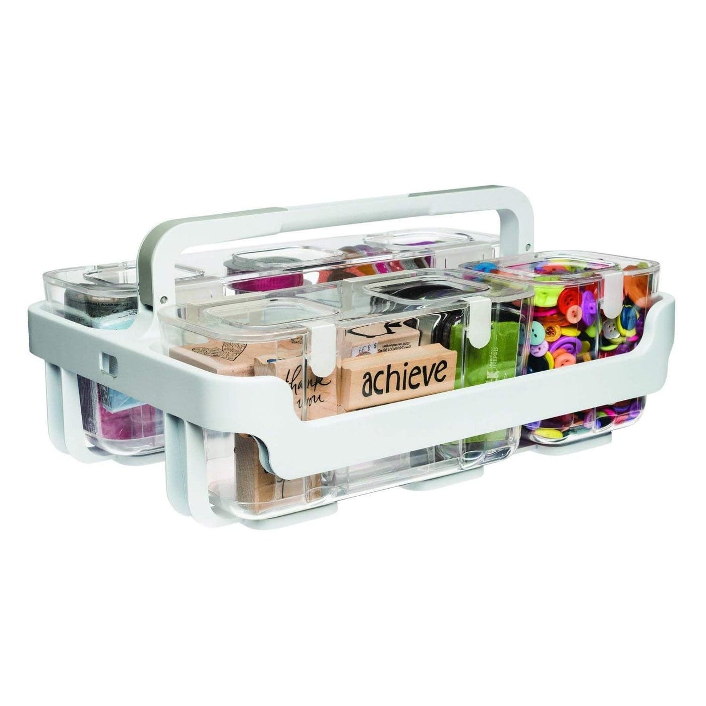Deflecto Caddy Organizer Stackable with Three Compartments White and Clear 29003CR
