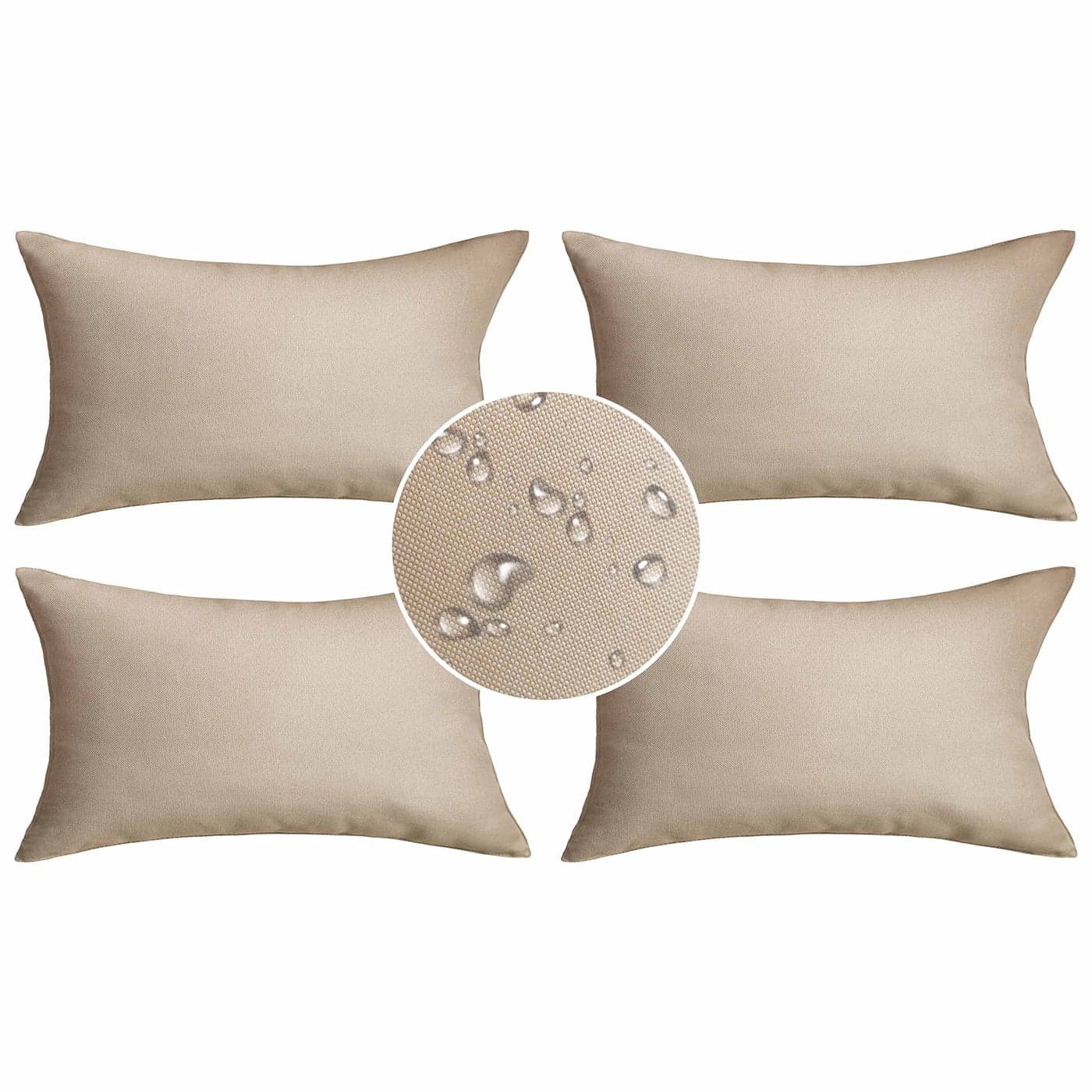 Demetex Outdoor Pillow Covers 12x20 Waterproof Lumbar Throw Pillows Rectangle Beige Pillow Cases for Patio Couch Set of 4 12 x 20 Inch Beige