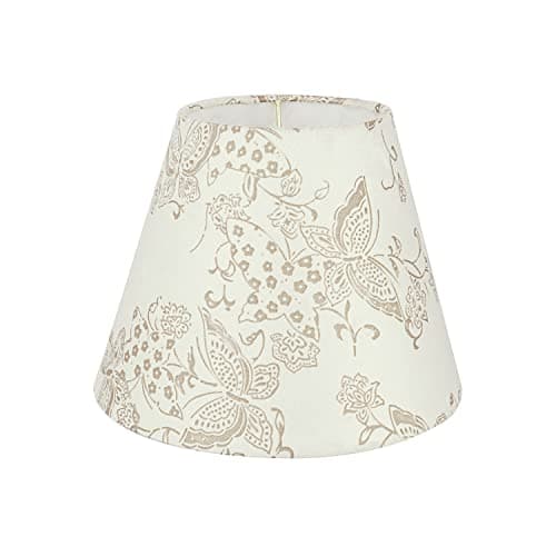 Aspen Creative 58903A, Empire Uno Lamp Shade in Cream with Butterfly Pattern, 5" Top x 9" Bottom x 7" Slant Height, Slip UNO 33mm