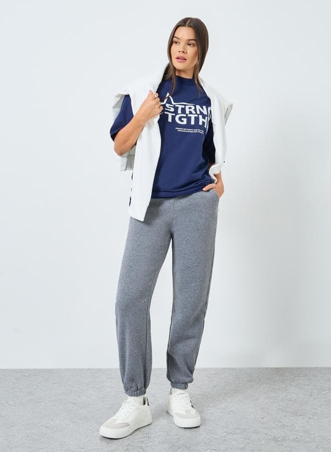 Take Two Women Grey Elastic Cuffed Joggers