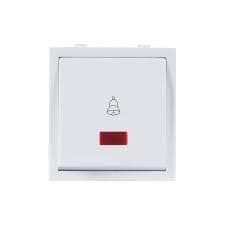 SEER Bell Switch for home outdoor with Indicator, 6A 240V,2 module Polycarbonate, White