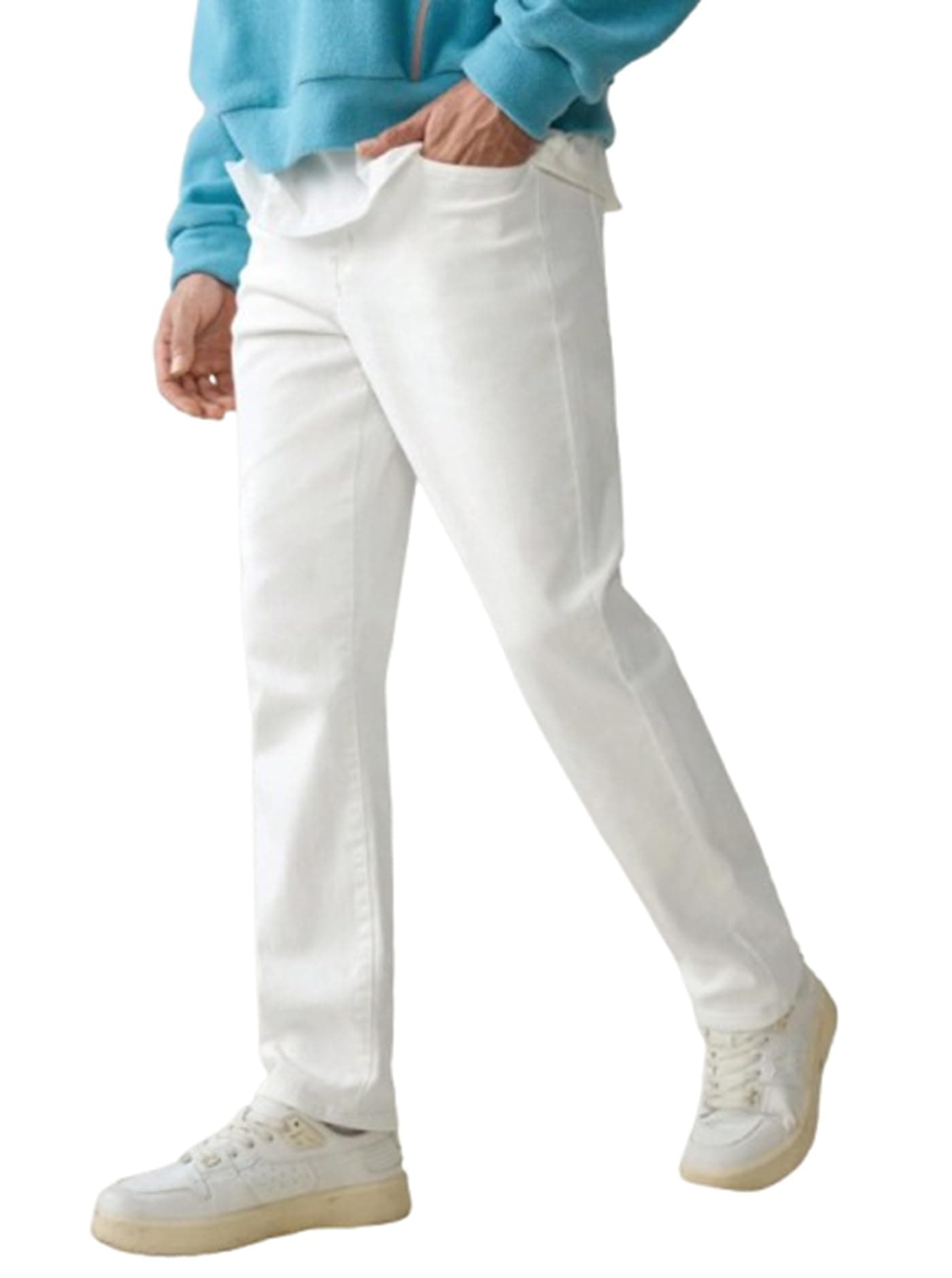 Ben Martin Men's Smart Fit Stretchable Jeans || White Mid-Rise Denim Pants with Whisker Wash || Premium Casual Wear Jean for Men || 5 Pocket Jean's for Men's – Size 30 (1)