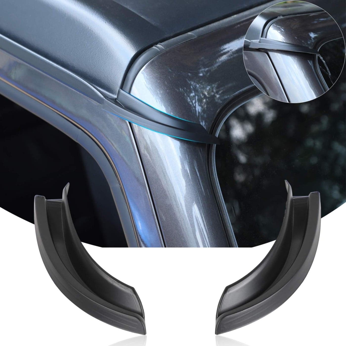 JeCar Hardtop Rain Diverter ABS Drip Rail Extension Rain Gutter Exterior Accessories Compatible with Jeep Wrangler 20182023 JL JLU 20202023 Jeep Gladiator JT 1 Pair
