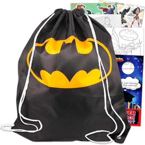 DC Comics Batman Travel Bag Bundle 4 Pack Batman Activity Set with Batman Cinch Bag Stickers and More for Boys Batman Travel Set