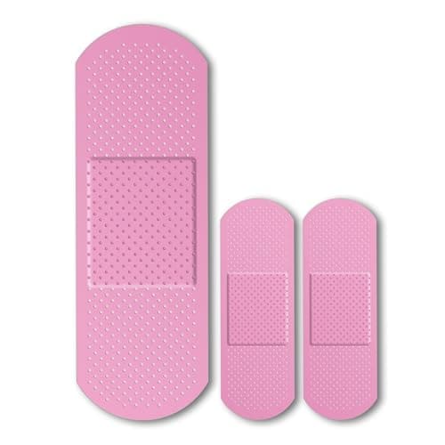 Bandage Band Aid Decal Sticker (3 Pack) 1-9 x 3 Inch and 2-5 x 1.67 Inch - Perfect Funny Coverup for Any Ouchy, Boo-Boo or Blimish (Pink)