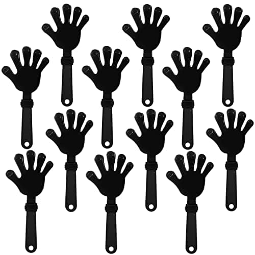 ZCYSRLQIN 12 Pieces Black Hand Clappers 75 Inch Clappers Noisemakers Noise Makers Party Favors Plastic Party Clapper for Sporting Events Cheers Ball Dance Basketball Football NoisemakersBlack