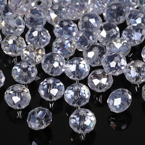 NITOPUPU 500pcs 6mm Crystal Glass Beads for Jewelry Making Faceted Rondelle Flat Beads for Bracelets Necklace Earrings DIY Crafts AB White Crystal Bead