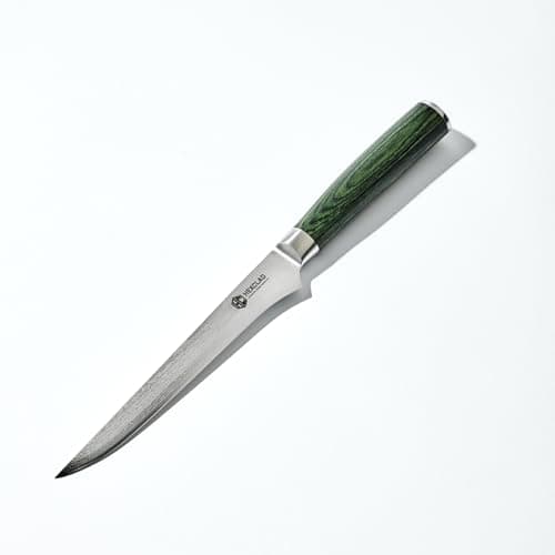 HexClad Boning Knife, 6-Inch Japanese Damascus Stainless Steel Blade, Pakkawood Handle