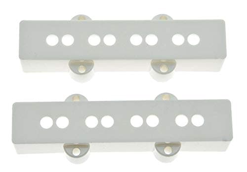 KAISH Set of 2 White Bass Pickup Covers Neck/Bridge for 4 String Jazz J Bass