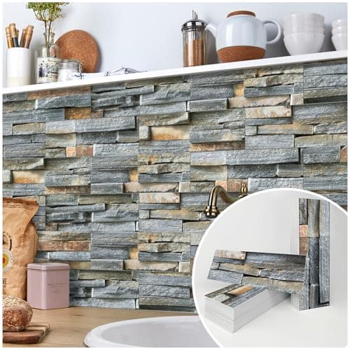 TUOKING 99Pieces Peel and Stick Backsplash Tiles for Kitchen 4x 12 PVC SelfAdhesive Subway Matte Faux Stone Wall Panel Brick Stick on Backspalsh for BathroomLPM1699PCS