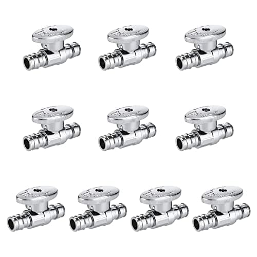 EFIELD 14 Turn Straight Stop Valve PexA Cold Expansion 12 Pex X 12 Chrome Plated ASTM F1960VALVE11110PCS