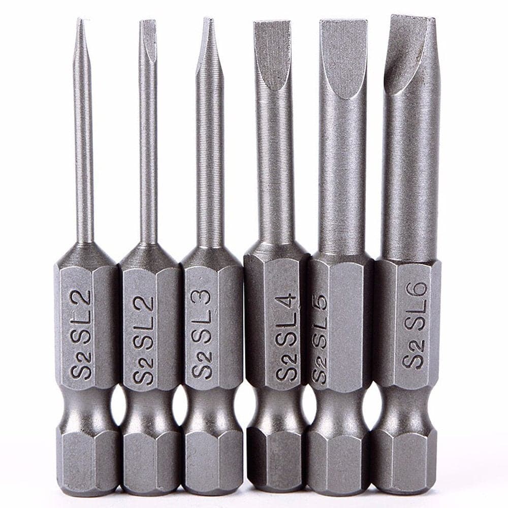 Rocaris 6pcs 2 in 2060mm Flat Head Slotted Tip Magnetic Slotted Screwdrivers Bits Multifunctional Alloy Steel Screwdriver Set