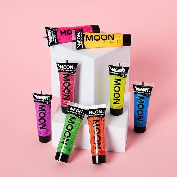 Moon Glow Neon UV Glitter Face Body Gel 12ml Hot Pink Glitter Face Paint