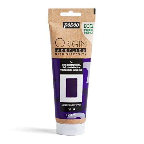 PEBEO Origin Ecodesigned Highviscosity Acrylic Paint High Pigment Concentration for Intense Color and Excellent Lightfastness 405 Fluid Ounces 120 ml Tube Dark Cobalt Violet Hue