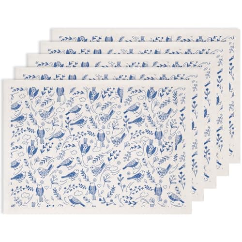 SUPERDANT 5PCS Flowers Birds Underglaze Paper Transfer Leaves Transfer Papers for Clay Ceramic Porcelain Under Glaze Transfers for Pottery Enamel Decals Blue Underglaze Decal Handcrafted Gifts