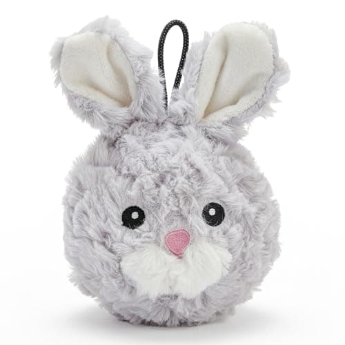 Pet Lou 4 Inch Squeaky Rabbit Dog Plush Toy StuffingFree Soft Plush Durable Bouncy Squeaker Ball Floats in Water for Small Medium Dogs