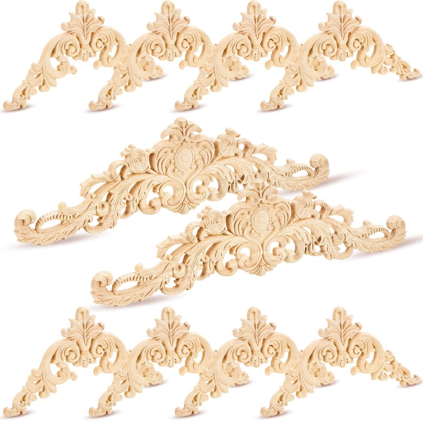 Wood Appliques and Onlays Wood Appliques for Furniture Decorative Wooden DIY Carved Onlay for Bed Door Cabinet Wardrobe Furniture Decoration10 PiecesLarge Size