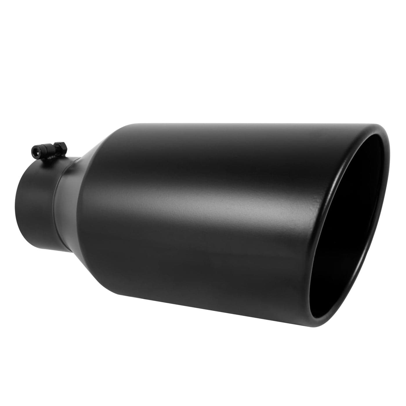 EVERESTWAY Stainless Steel 4 Inch Inlet Diesel Exhaust Tip Tailpipe 7 Outlet 15 Long Rolled End Angle Cut Bolt On Exhaust Tail Pipe 4x7x15 Black Powder Coated Universal Car