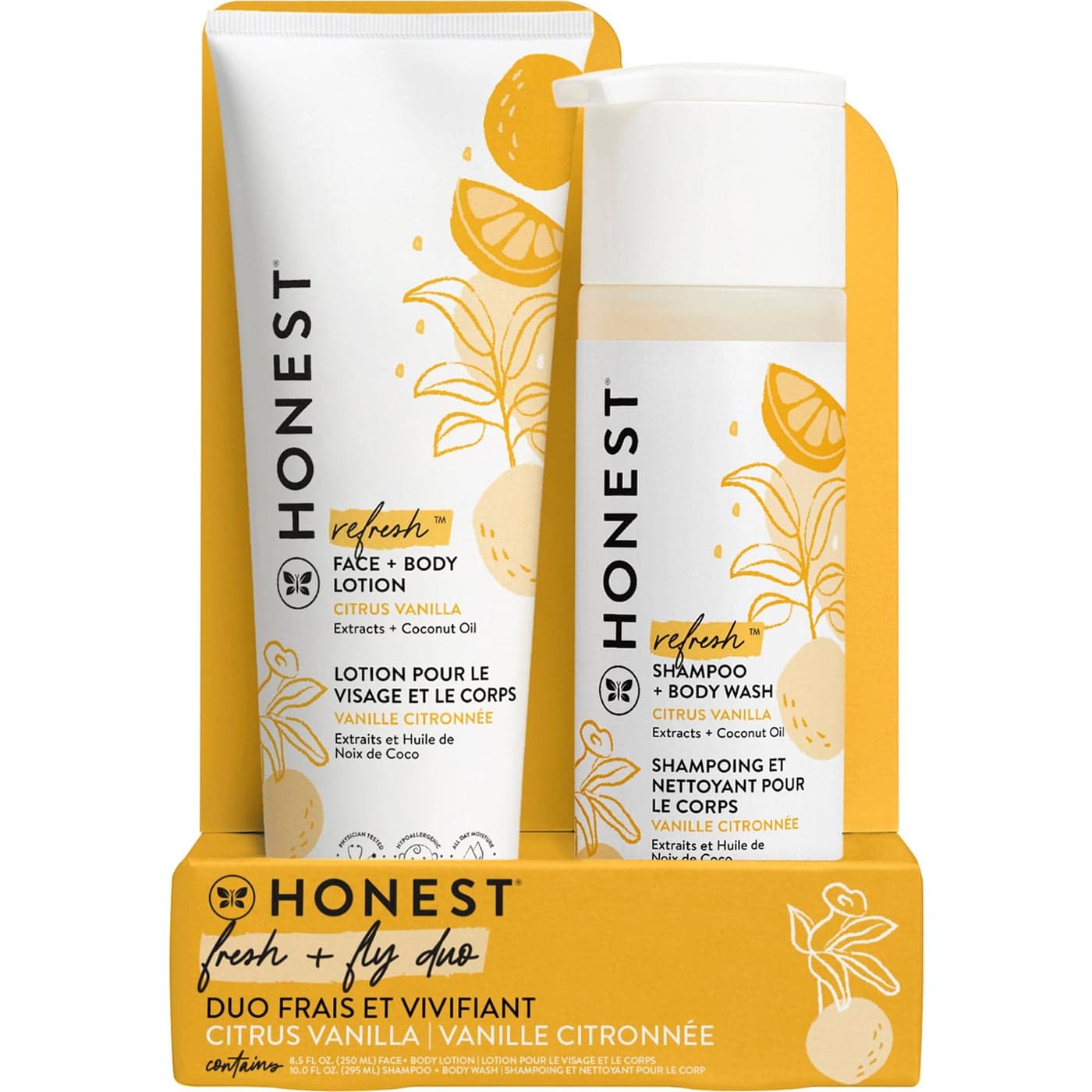 The Honest Company 2in1 Cleansing Shampoo Body Wash and Face Body Lotion Bundle Gentle for Baby Naturally Derived Citrus Vanilla Refresh 185 fl oz