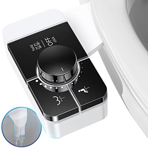 SHIKITEK Bidet Attachment for Toilet, Ultra-Slim, Self Cleaning, Dual Nozzle, Feminine & Posterior Wash, Fresh Cold Water Sprayer, for Existing Toilets Seat, Baday Beday Badette Bedette, Black