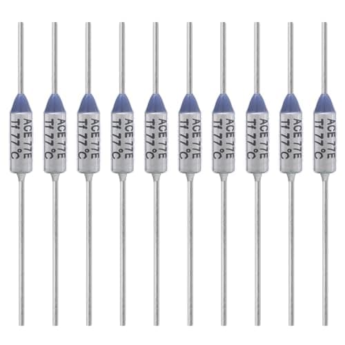 ALLECIN 10PCS 77 Degrees Celsius Thermal Fuse 10A 250V AEC77E Temperature Fuses Cutoffs 10Amp 250Volt 77℃ Fusible