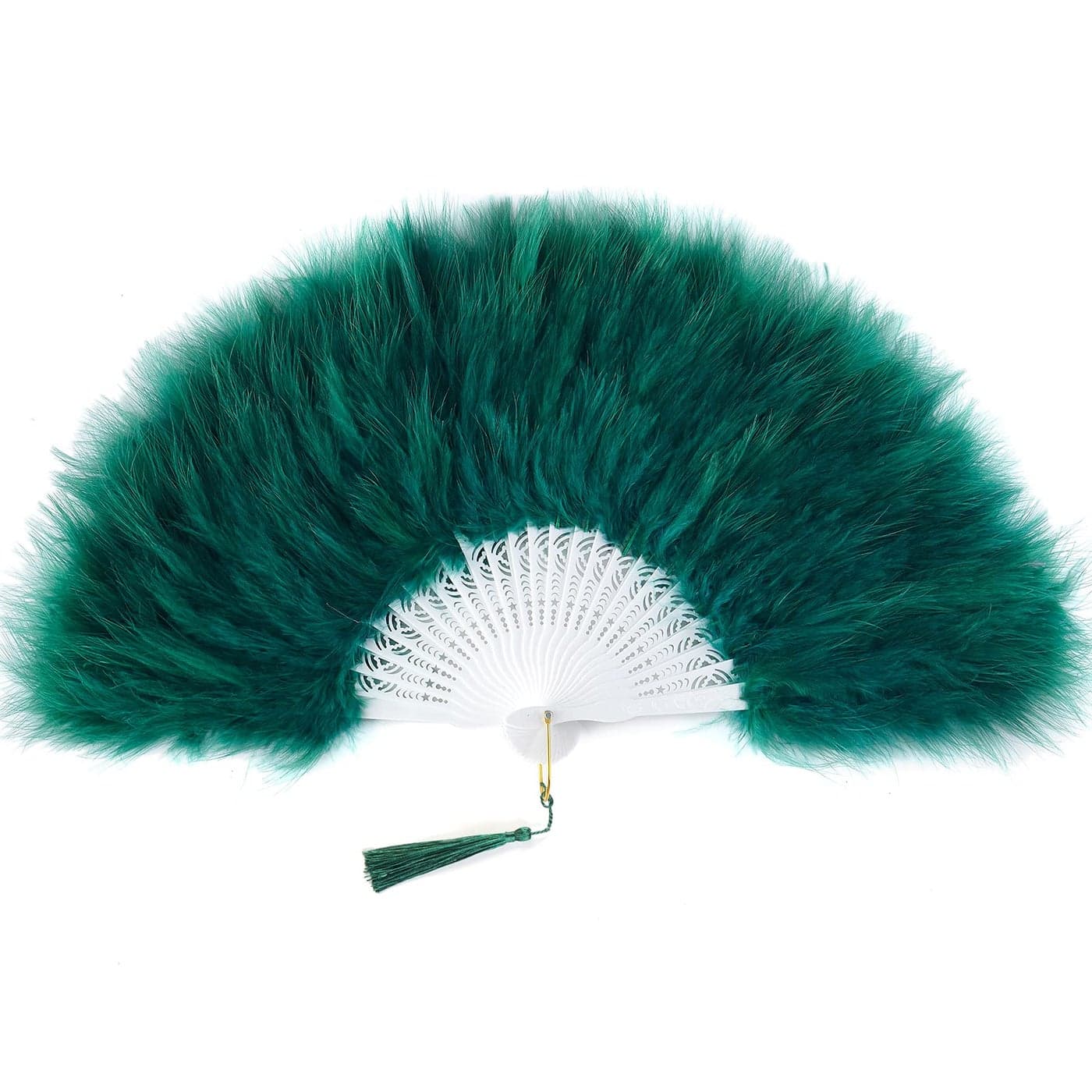 BABEYOND Marabou Feather Fan 20s Vintage Folding Fan Flapper Hand Fan for Costume Dancing Show Tea Party Wedding Decoration Dark Green