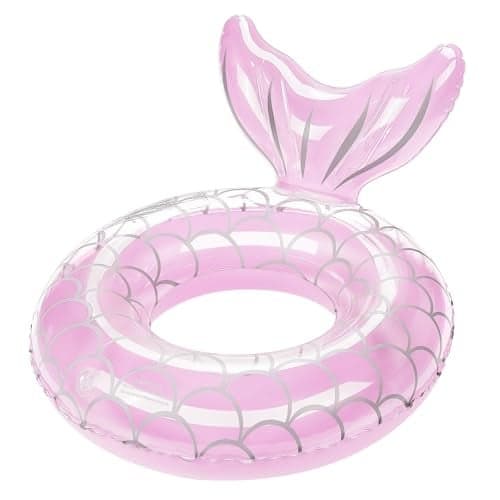 HeySplash Pool Floats Kids Inflatable Swimming Ring Mermaid Tail Shaped Swim Tube Floaties Summer Water Fun Beach Party Swimming Pool Toys for Kids Children Water Activities Pink