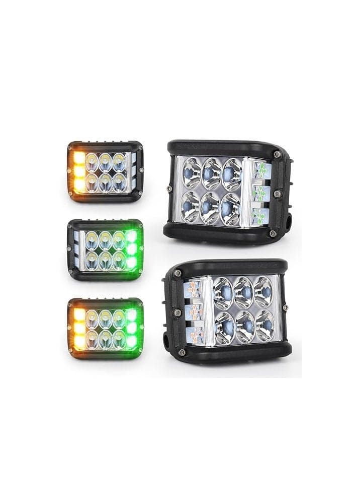 HOYUZA LED Pod Lights 4inch Side Shooter LED Pods with Yellow Green Dual Color Strobe Lights for Farm Tractor Plow Truck ATV UTV