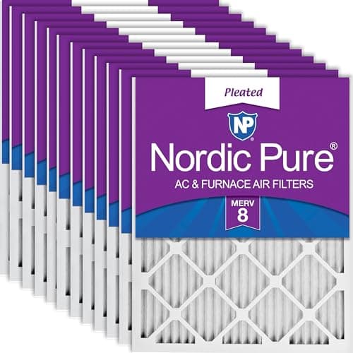 Nordic Pure 16x25x1 (15 1/2 x 24 1/2 x 3/4) Pleated MERV 8 Air Filters 12 Pack