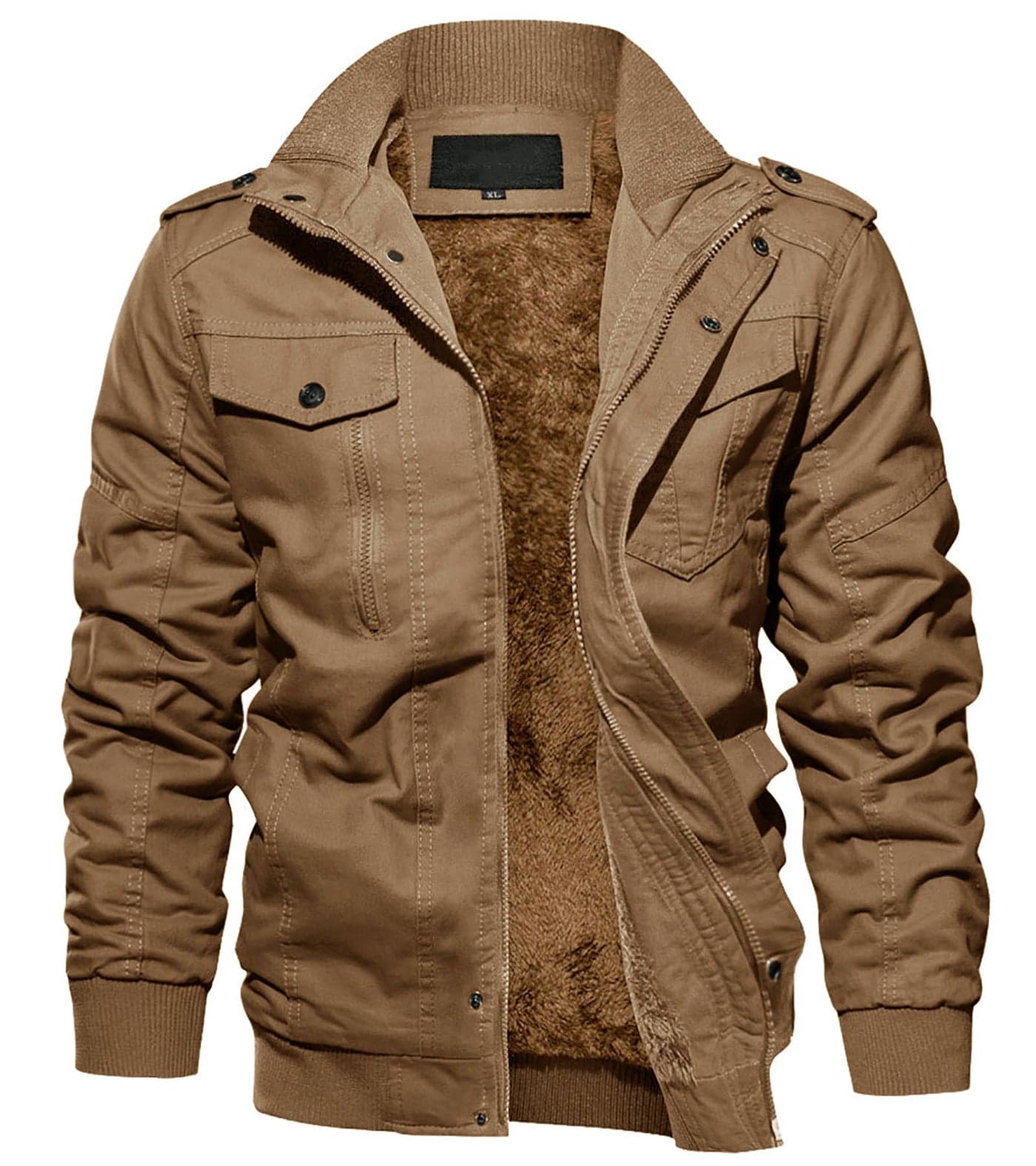 EKLENTSON Mens Winter Jacket Thermal Fleece Military Jacket Multi Pockets Utility Hiking Winter Coat Men