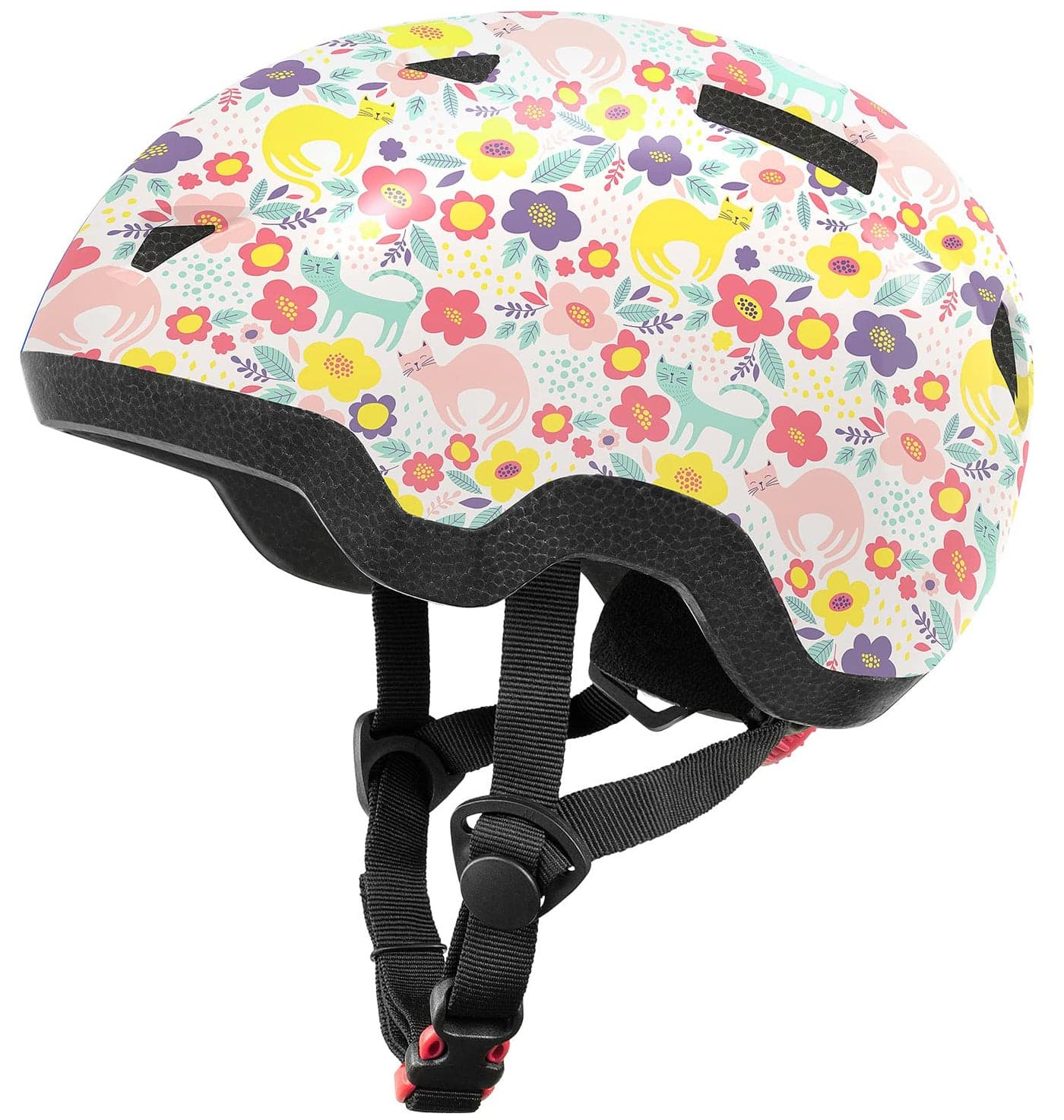 Toddler Bike Helmet for Boys and Girls, Adjustable Kids Helmets from Infant/Baby to Children, 1/2/3/4/5/6/7/8 Years Old(Flower Kitten,S)