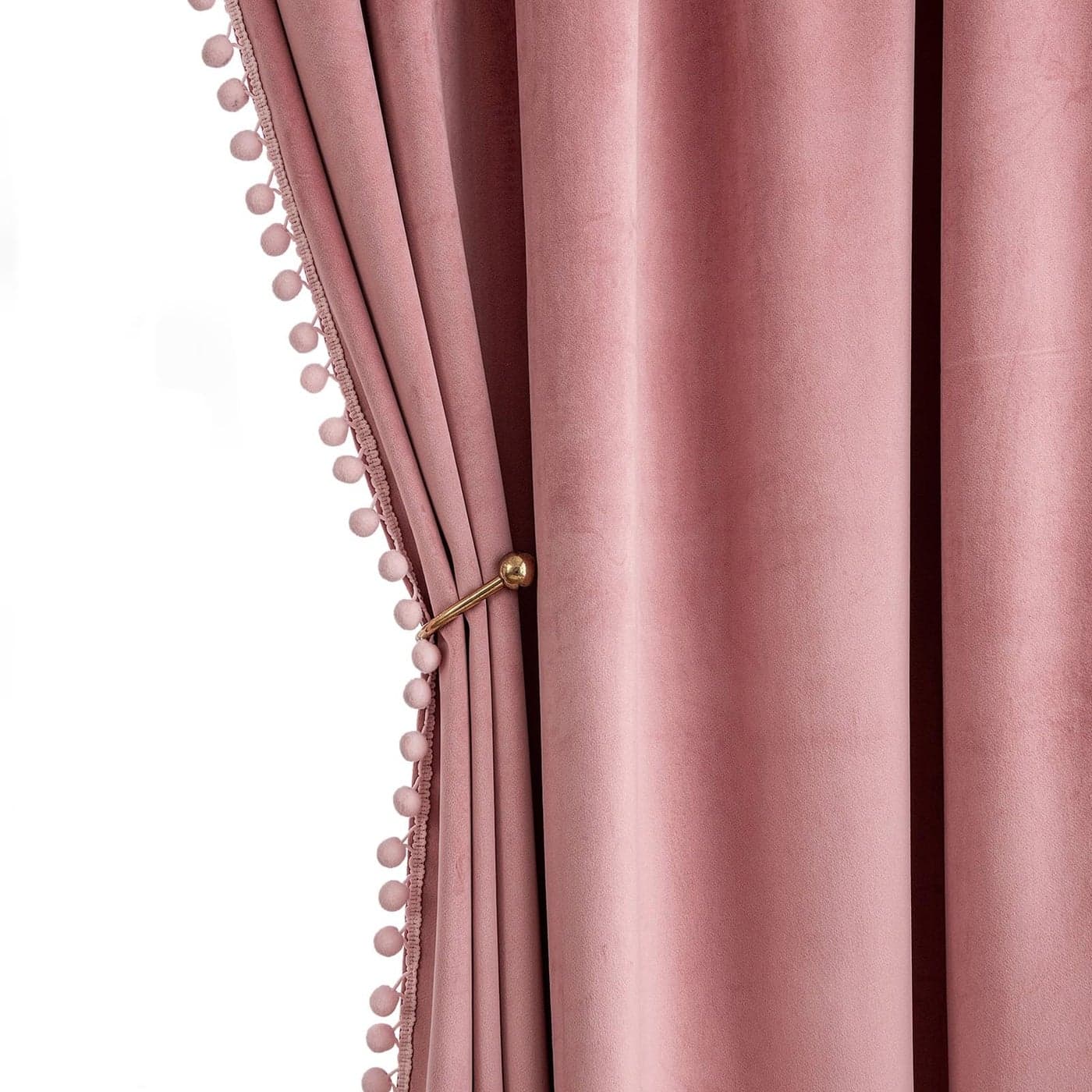 MIULEE Dry Rose Pink Pom Pom Velvet Curtains for BedroomLiving Room Darkening Thermal Insulating 96 Inches Long Blackout Curtains with Rod Pocket for Girls RoomNurseryHome Theater Set of 2