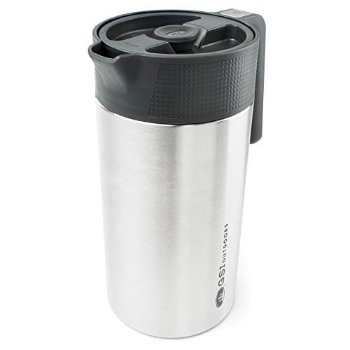 GSI Outdoors Glacier Stainless JavaPress 30oz French Press Coffee Mug for Camping Brushed