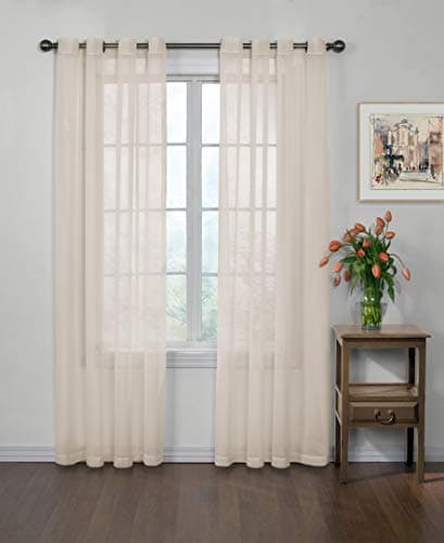 CurtainFresh Odor Neutralizing Sheer Voile Grommet Window Curtain for Bedroom or Living Room 1 Panel 59 in x 63 in Ivory